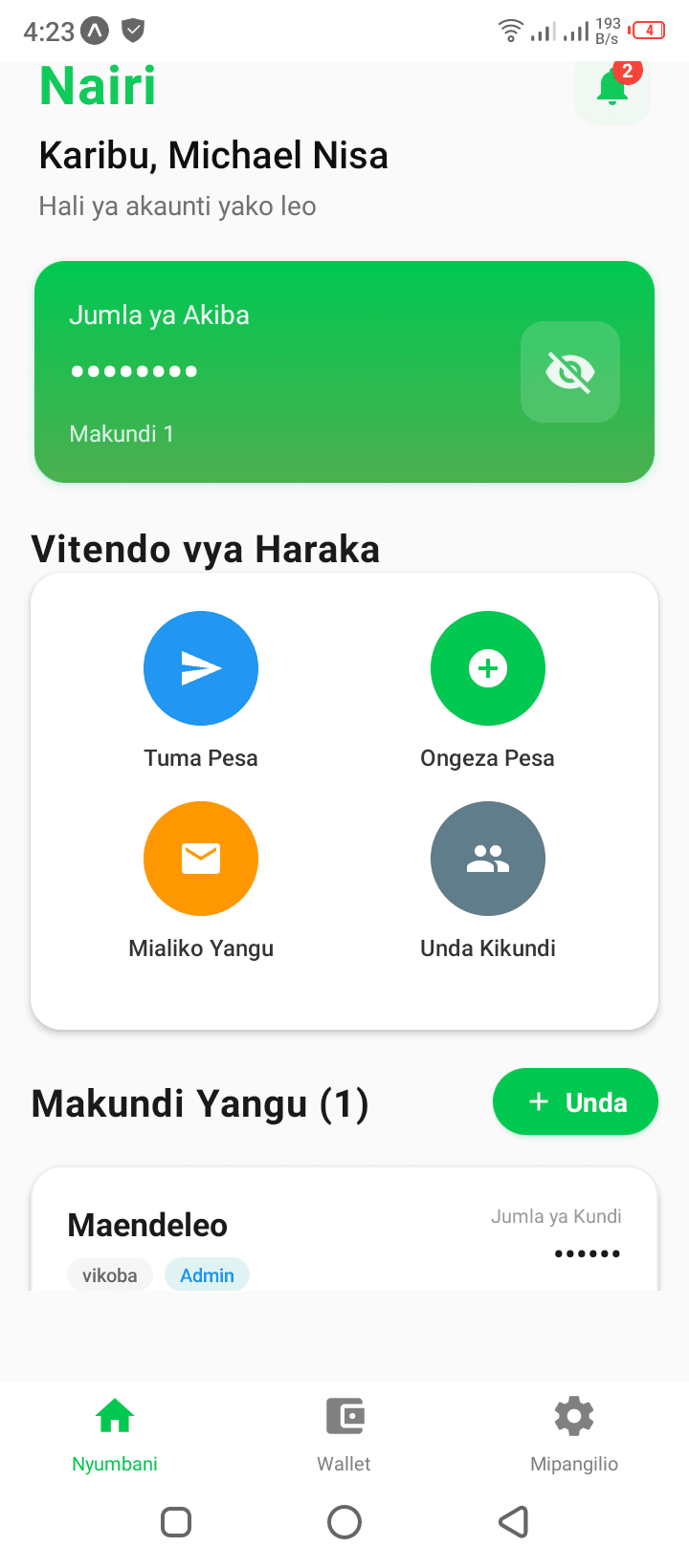 Nairi App Interface